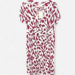 See U Soon Burgundy and White Printed Short Sleeve Dress